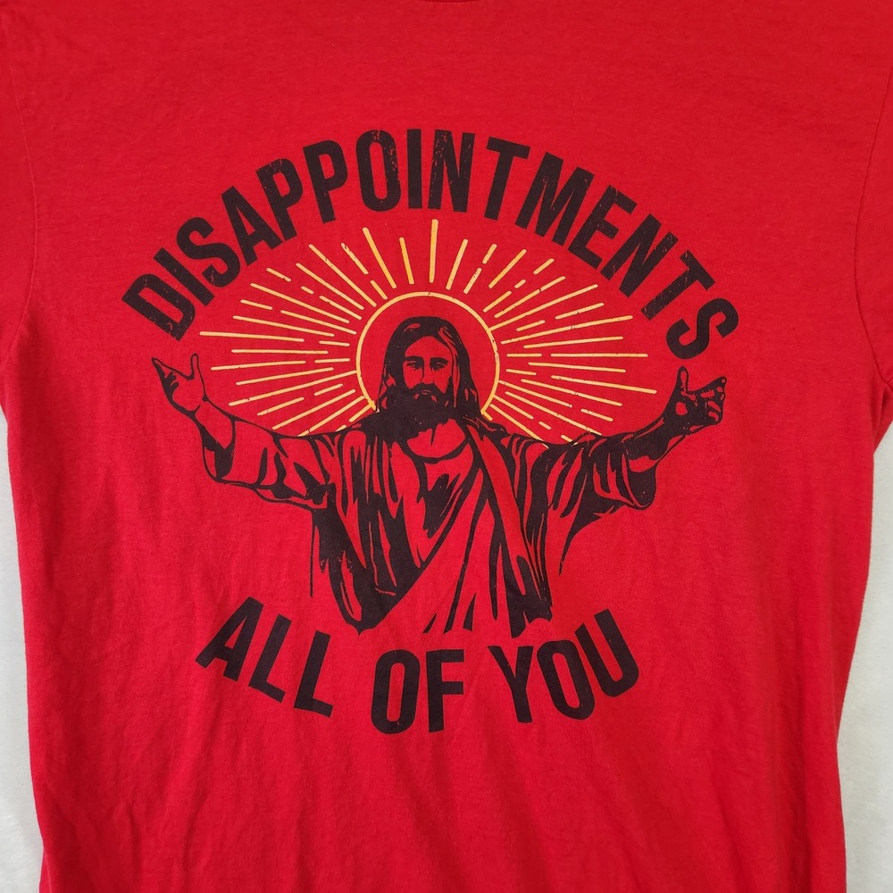 Mens Red Jesus Graphic T Shirt‎ Disappointments All Of You Port Company Size M - Picture 2 of 6